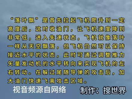 苏-57战斗机躲避导弹的战术动作 落叶飘