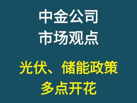 中金:光伏、储能政策多点开花