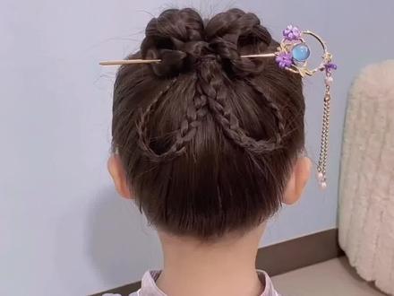 三种好看的古风发簪发型#儿童编发 #女儿 #古风发型儿童编发