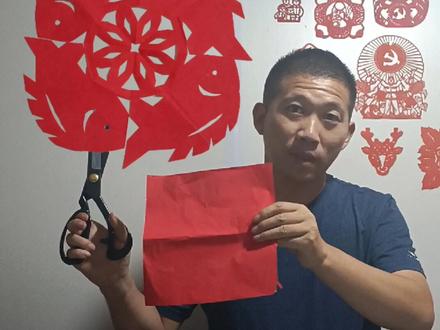 四折顺行团花&连年有鱼(余)解析教程#剪纸 #亲子手工 #江小鱼剪纸 #非遗剪纸