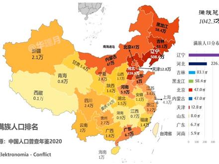 我国各省满族人口排名,辽宁省最多 #数据可视化