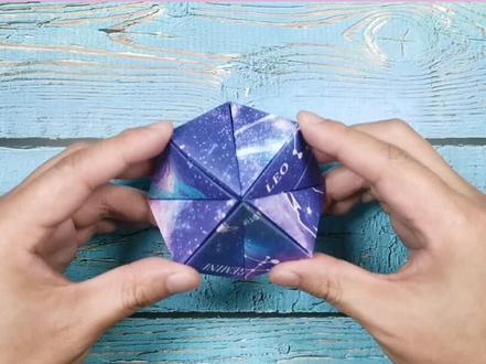 一张星空纸即可,儿童趣味手工折纸,立方体可变换形态#亲子手工 #创意手工 #幼儿园手工 #手工折纸
