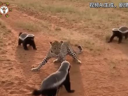 花豹作死惹平头哥?掏洞掏出土著三兄弟,被揍到怀疑豹生 #动物 #动物世界 #野生动物 #平头哥 #花豹