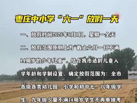 枣庄中小学“六一”放假一天
