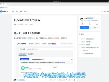 OpenClaw飞书接入 本集主要讲述OpenClaw与飞书对接的全过程。#openclaw #飞书对接