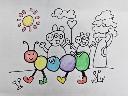小猪佩奇动画片简笔画#简笔画#画画#启蒙早教#儿童动画#儿童动画