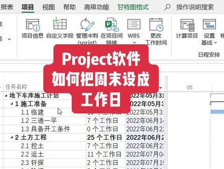 #project教程 #施工计划横道图 工程人周末是不休息的!Project软件如何把周末设为工作日,你会了吗?#工程人 #office办公技巧