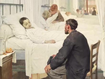 法国艺术家亨利·杰弗里《医院探访日》 #油画