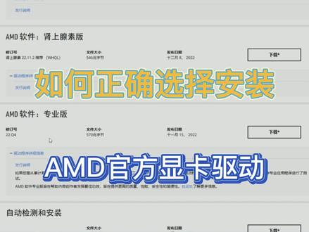 如何正确选择安装AMD官方显卡驱动? #显卡驱动 #AMD显卡 #电脑知识 #驱动安装