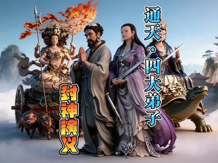 #热门 封神演义,通天教主的#四大弟子 多宝道人,#金灵圣母 无当圣母,龟灵圣母 #封神演义 #封神榜