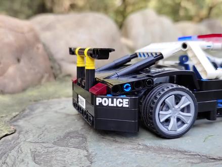 小学门口买的特警积木,一拉就跑的巡逻车!国产科技组积木测评