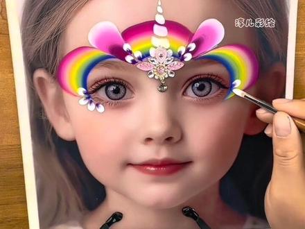 独角兽🦄️,我宣布这个是既简单又好看的独角兽~ 新手独角兽画法,漂亮的颜色,简单排笔加拓印,效果好又简单的独角兽就画完啦~#彩绘 #零基础学彩绘 #彩绘排笔 #彩绘独角兽