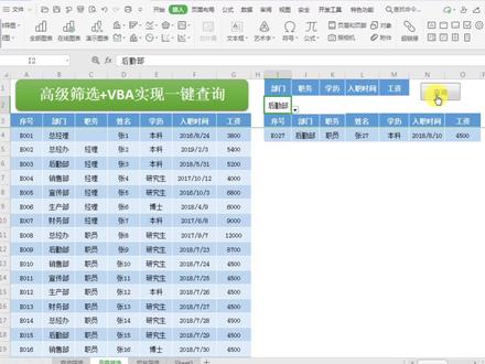 #wps表格 实用高级筛选+宏制作一键查询#excel技巧 #vba教学