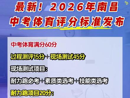 来了来了,26年中考体育评分标准来了#南昌中考 #中考体育 #评分标准 #初三家长 #家长须知