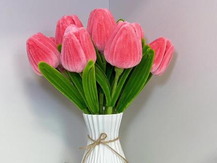 🌷超简单的扭扭棒郁金香详细教程~ 这个真的好简单😌手残党看一遍都会😎#手工花制作 #扭扭棒郁金香 #一学就会系列 #好看的花一定要分享给你 #做一些专属春天的手工
