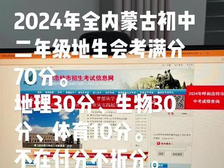 2024年内蒙古初中二年级地生会考出分了