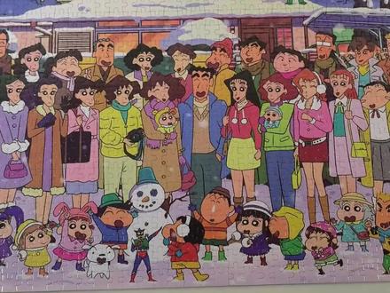 蜡笔小新雪景全家福1000片带相框卡通动漫益智拼图