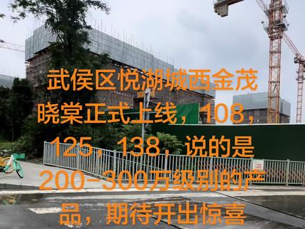 城西金茂晓棠 武侯区悦湖城西金茂晓棠正式上线,108,125,138,说的是200-300万级别的产品,期待开出惊喜