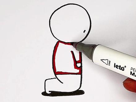 #创作灵感 #儿童简笔画 #简笔画教程“J”画个跪着的小孩送给你