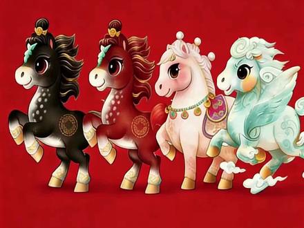 #2026年总台春晚吉祥物“骐骥驰骋”包含骐骐、骥骥、驰驰、骋骋四匹骏马,名字取自《离骚》“乘骐骥以驰骋兮”,分别对应西周、汉代、唐代的经典马形象与自然中的普氏野马,串联起历史与生态的文化脉络。