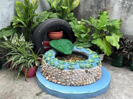 轮胎红砖 DIY 装饰观赏水池#生活实用手工