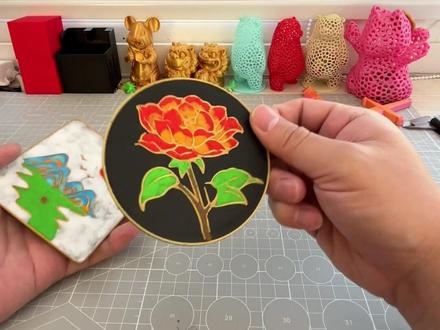 三步学会制作3D打印掐丝珐琅画 #3d打印