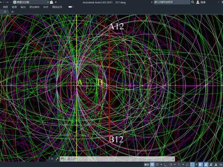 逆天挑战,实在太难画了,只要中间有哪部错了基本就是重画。跟着视频画了将近八个小时,结果到最后一步天塌了,没有交点😭,检查基本就是不可能的,完整画完眼睛都快看瞎了,用CAD画,最大的难点就是电脑屏幕太小了,圆特别多,越到后面越乱,要标记的点太多了,到后面找字母标记和找交点事最费时间和费眼睛的事了,即使有电脑辅助,但是绘制过程中还是不可避免的会出现误差,其中A,C,两个点经过了了整张图上大多数的圆,如果画在纸上,那误差更大,而且后面有的圆特别小,徒手用圆规根本不可能绘制出来,同时加上有字母占位置,还会导致很小的区域内有好几个点,最后发现这些点的标记和位置完全是乱的,很容易画错,只能说这个挑战需要很强的耐心和意志力,要画完建议一次性画八九个小时,而且先把引导视频看完整#全网最高难度尺规作图挑战 #派蒙科普 #尺规作图画正257边形