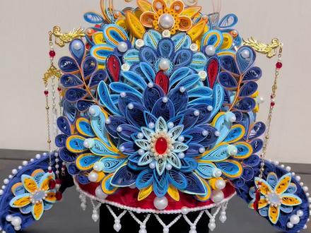 衍纸凤冠,儿子小学手工作业,有一个会做手工的妈妈有多重要哈哈😄#衍纸 #凤冠 #非遗 #非遗传承 #衍纸教程