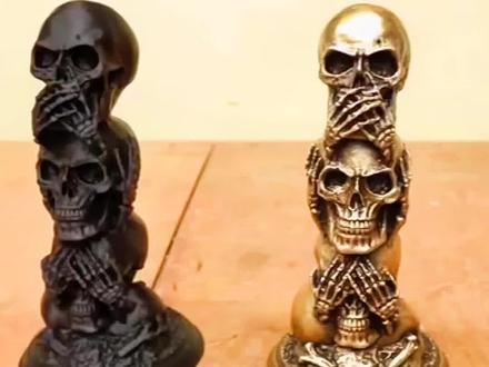 3D打印塑件到铸造流程:三不小骷髅铜件工艺品制作#喜欢就关注我吧 #喜欢的点个赞 #高手都在评论区 # 3D打印#铸造