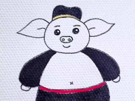 猪八戒简笔画来喽#一笔一画 #一起挑战 ###