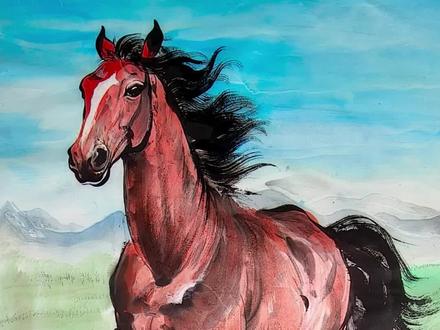 龙脊贴连线,银蹄白踏烟#国画画马#零基础学国画#国画艺术