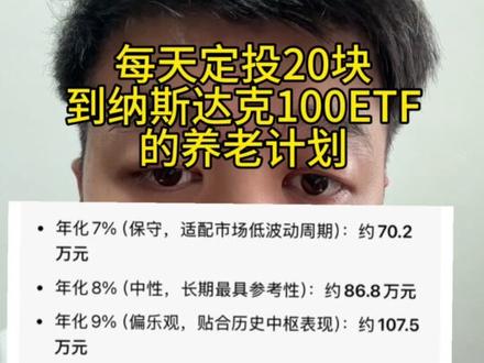 每天定投20块钱到纳斯达克100ETF里面,坚持30年,的养老计划!#财经 #股票 #干货分享 #美股 #vlog十亿流量扶持计划