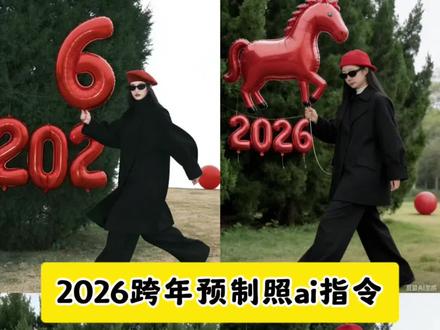 跨年美照我先预制上 2026新年预制照 豆包p图2026年跨年指令 超喜庆的2026跨年预制照ai指令教程来了 2026预制照片ai教程 新年写真生成指令豆包 豆包p图2026指令 AI生成2026跨年写真口令 2026新年ai写真生成 #跨年拍照姿势 #新年预制照 #2026新年写真 #豆包ai #豆包P图已经nextlevel了 2026气球拍照ai生成指令 豆包ai生成照片 豆包p图指令 跨年ai写真生成 2026数字气球