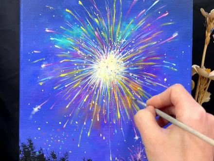 新年烟花氛围感教程来啦~#零基础学画画教程 #创作者中心 #创作灵感 #烟花 #画画