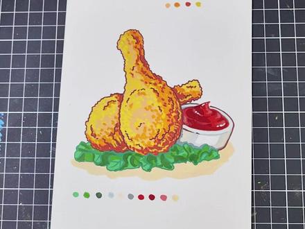 零基础手绘教程|炸鸡美食类丙烯马克笔教程有手就行 #丙烯马克笔绘画 #零基础学画画 #简笔画教程 #恩米丙烯马克笔 #手绘教程