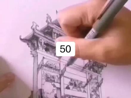 来张简单的牌坊钢笔画