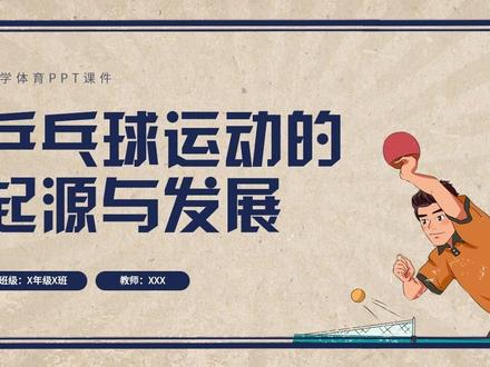 复古插画小学体育PPT课件乒乓球运动的起源与发展PPT模板宣传PPT动态PPT#乒乓球 #ppt模板 #ppt代做