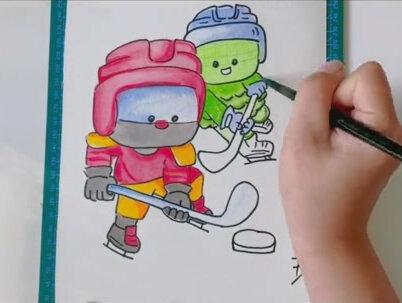 冬奥会简笔画教程~冰球#一起学画画 🏒️