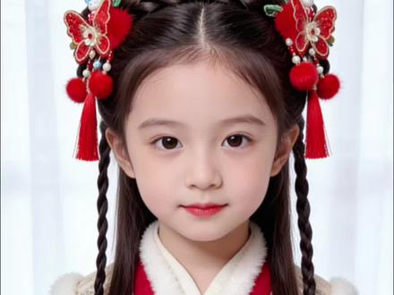 过年穿古风汉服连衣裙就给女儿这样扎,也太好看了叭#儿童编发#小辫小辫扎起来 #生女儿就是用来打扮的#新年发型#古风汉服发型教程