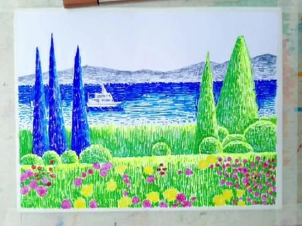 相不相信普通水彩笔也可以画的很美丽,一起画一画吧#水彩笔画 #想画就画 #一起学画画 #教你学画画 #小清新风格 #抖音艺术季 #画画其实很简单 @DOU+小助手 @抖音小助手