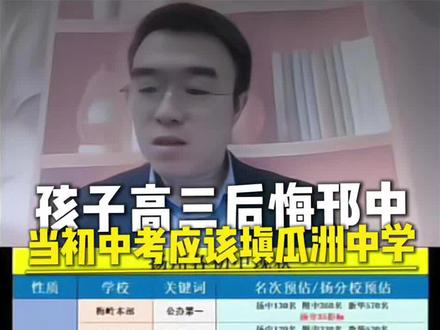 后悔邗中应该填瓜洲中学 邗江中学在邗江区是什么样的实力?邗江区绝对的第一,扬州大市前三的存在
#家长必读 #中考 #邗江中学#中考志愿填报#梅岭中学京华城校区