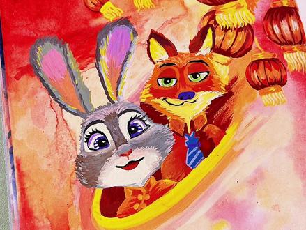 丙烯马克笔画国风版朱迪尼克 #画出你的动物城朋友 画画还得是邪修!丙烯马克笔画画国风版朱迪尼克跨新年#绘画教程 #零基础学画画 #国风美学 #恩米丙烯马克笔