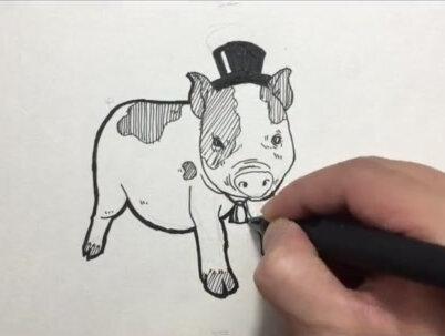 简笔画教程,小香猪怎么画,100只宠物简笔画绘画过程。 #画画 #简笔画教程 #零基础学画画