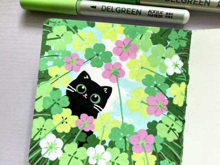 🐱:找到你了🍀|丙烯马克笔 🖊️:丹可林直液式丙烯马克笔
📒:轻听10*10
#丙烯马克笔 #零基础学画画 #手绘 #绘画教程 #画画