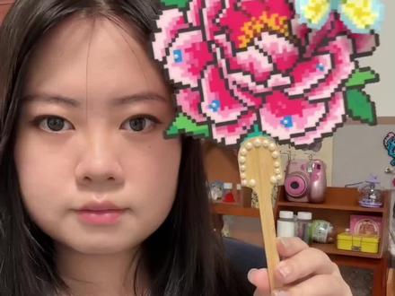 实用拼豆又来了|国风花扇 #手工diy创作 #扇子diy #拼豆 #我在抖音玩拼豆