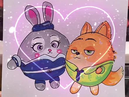 蛋仔 QQ 版 朱迪与尼克,大家画起来#简笔画幼儿园 #创作者中心 #创作灵感 #朱迪与尼克 #蛋仔派对