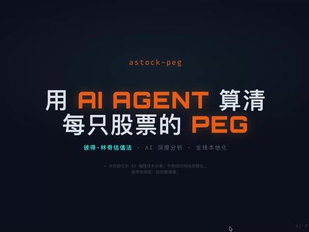 Claude Code投研系列:让Agent算清PEG 用PEG找好标的,astock-peg
#claude #claudecode #ai新星计划