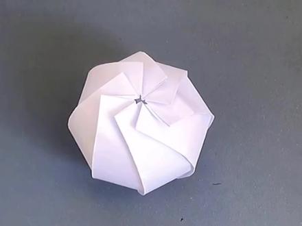 手工立体折纸:八瓣球体,每一步都有实操,学会不难。