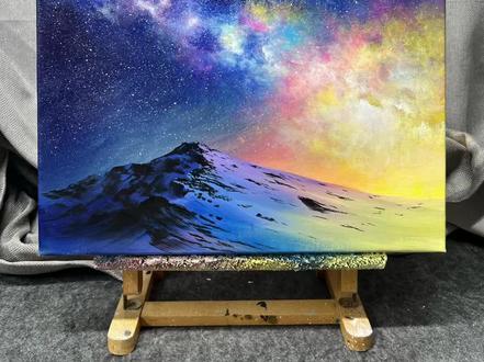 很漂亮的手绘星空作品,希望你能学会 #画画 #画画其实很简单 #零基础学画画 #画画教程 #跟着抖音学画画