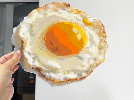 爆肝拼豆,长摁给主包加速~#荷包蛋拼豆#拼豆 #煎蛋拼豆 #拼豆图纸